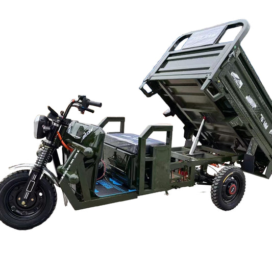 Heavy Duty Dump Electric Cargo Tricycle 20mph 30-45 Miles Range Mileage 1200 Watts 1500 Watts Motor 60 Volts Battery