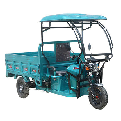 20mph 30-45 Miles Range Mileage 1200-1500 Watts Motor 60 Volts Battery Simple Driving Cabin Heavy Duty Electric Cargo Tricycle