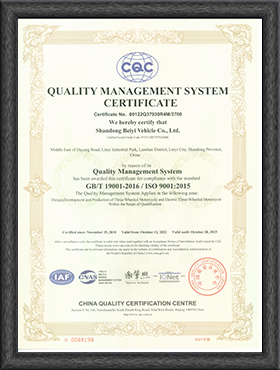 Electric Cargo Tricycle Wholesale Certificate